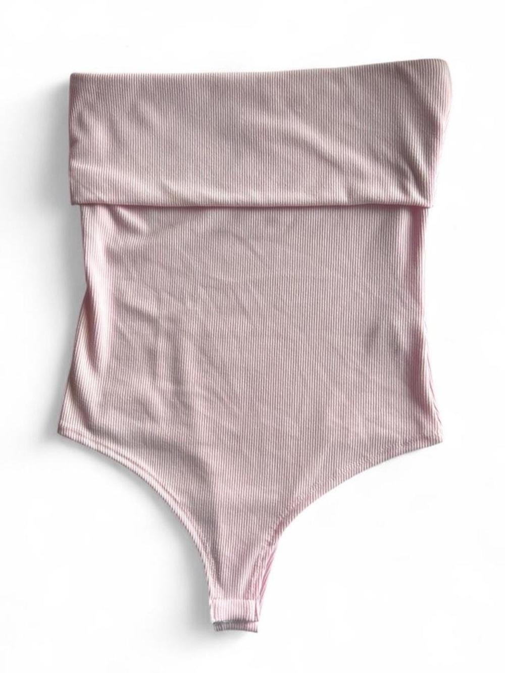 Ribbed One-Piece Bodysuit in Light Pink